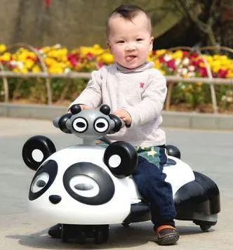 Детские ходунки панда Байк с поворотом, детская машинка с рулем