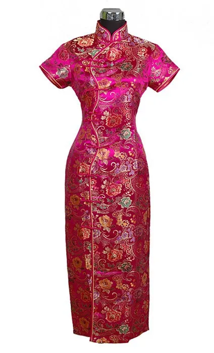 Традиционный черный китайское платье Mujer Vestido Для женщин длинный атласный Cheongsam Qipao Одежда Цветок размеры s m l xl XXL, XXXL J0024