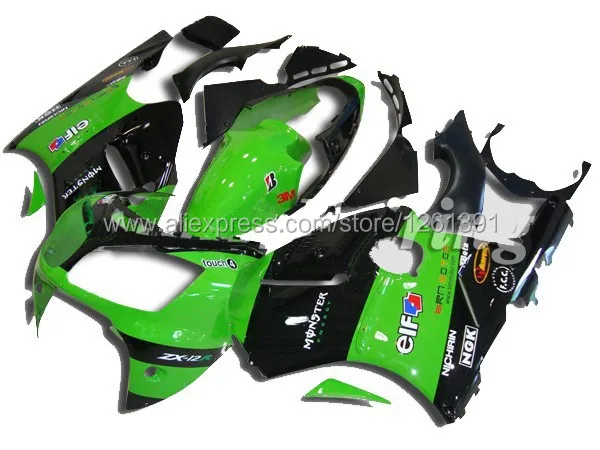 Freecustom цвета: зеленый, черный Обтекатели для Кавасаки ниндзя ZX12R 00-01 ZX 12R 00 01 ZX-12R 00-01 ZX 12R 2000 2001 наборы обтекателей