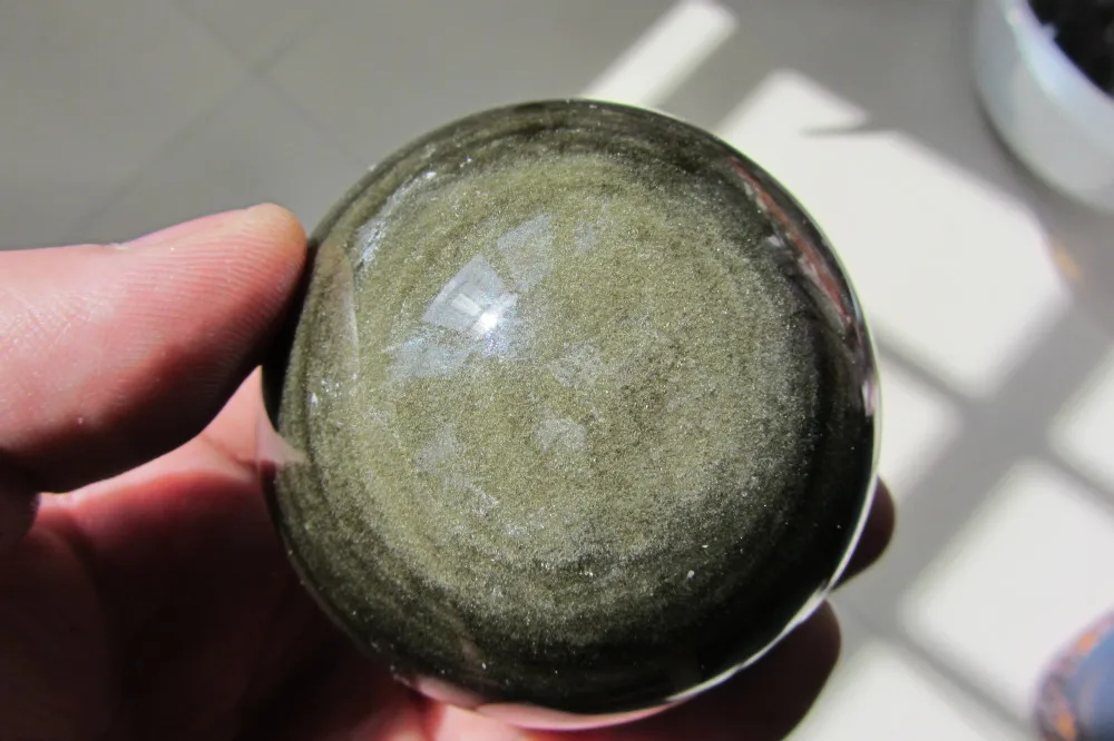 353.7 г Природные обсидиана POLISHED СФЕРА BALL Отличительной Исцеление