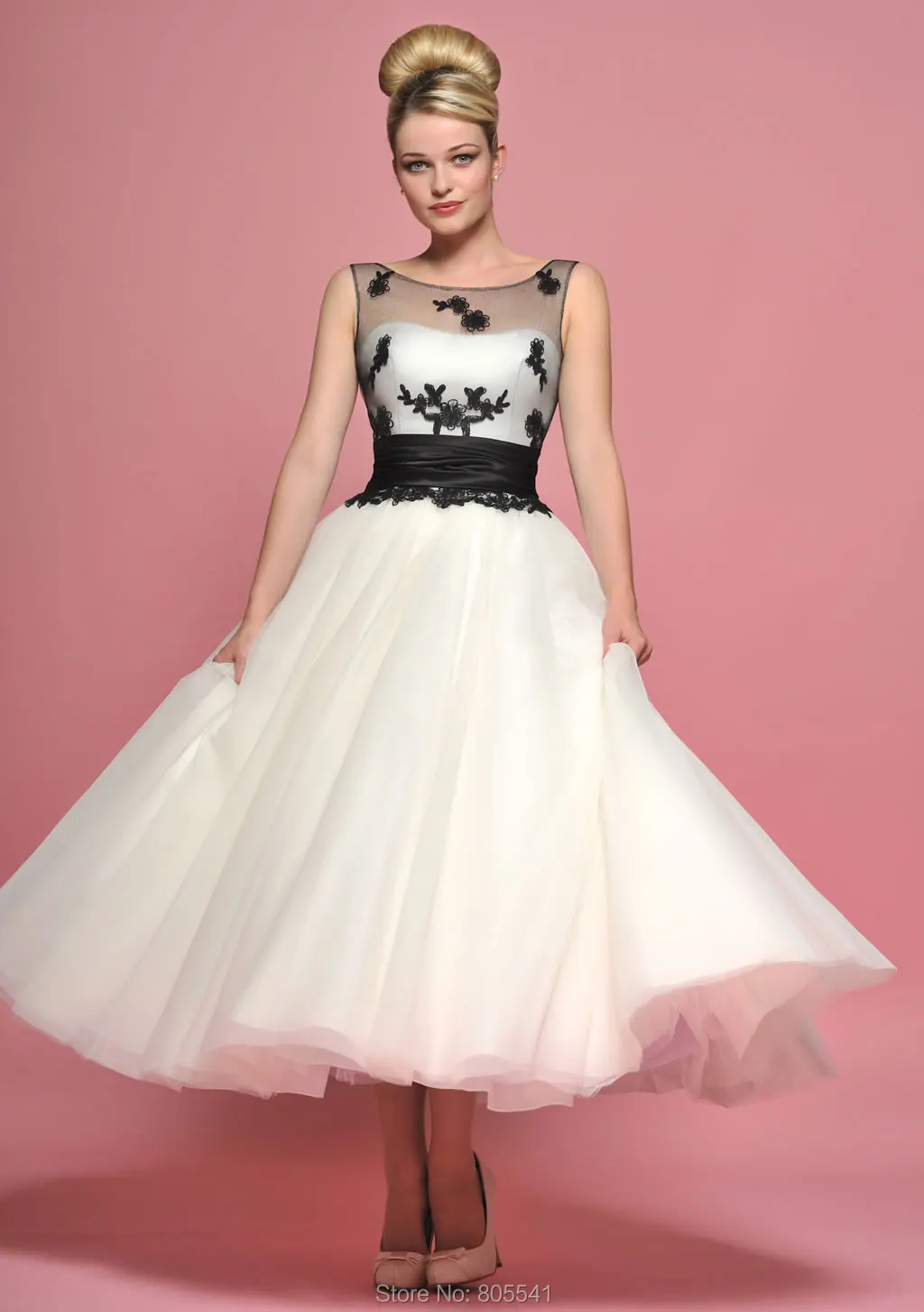 black lace 50s style dress