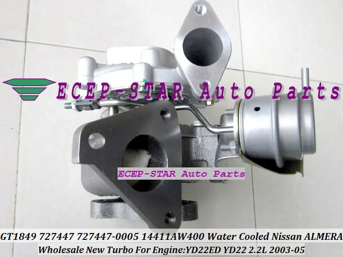GT1849 727447 727447-0005 14411AW400 Water Cooled Turbo Turbocharger For NISSAN ALMERA Engine  YD22ED YD22 2.2L (1)