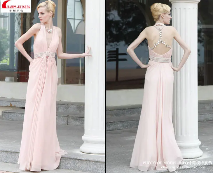Новая мода розовый vestidos халат де вечер формальный кристалл сексуальная спинки вечернее платье партии Выпускные Платья