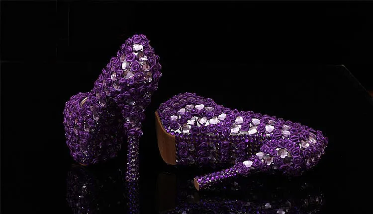 Новейшая модель; фиолетовый; Туфли на каблуке для выпускного; женские туфли-лодочки на высоком каблуке с Юбилей вечерние платье для выпускного вечера туфли-лодочки со стразами свадебная обувь для невесты для мамы невесты обувь