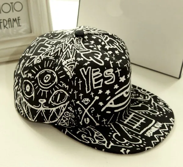 Новая мода унисекс Snapbacks черный, белый цвет граффити средства ухода для век личность хип хоп кепки повседневное Бейсбол кепки Солнцезащитная шляпа
