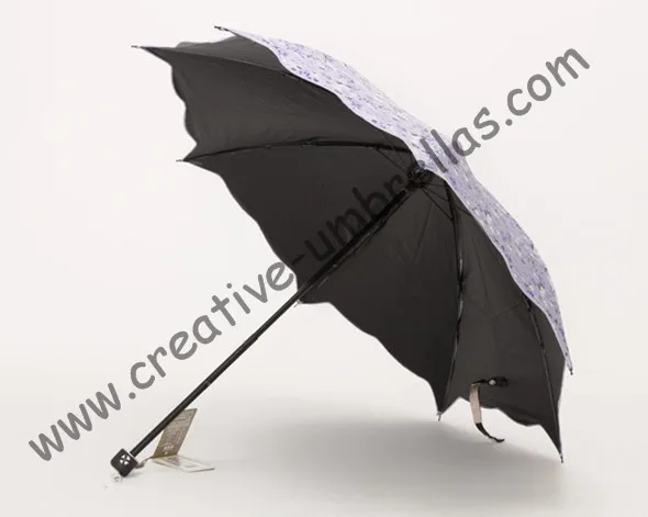 Зонтики листьев лотоса, 100% солнцезащитный крем, UPF> 50 +, ladies'parasol, с цветочным принтом, 210 т черный серебряное покрытие, Вишня зонтик, два раза