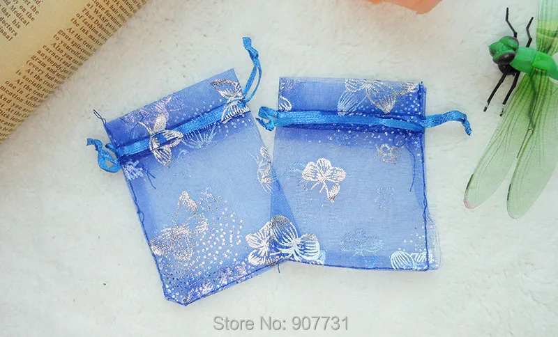 100 Случайное Multi-Цвет мешок Drawstring Бабочки из органзы свадебный подарок мешок и Чехлы, ювелирные изделия упаковка 9x12 см