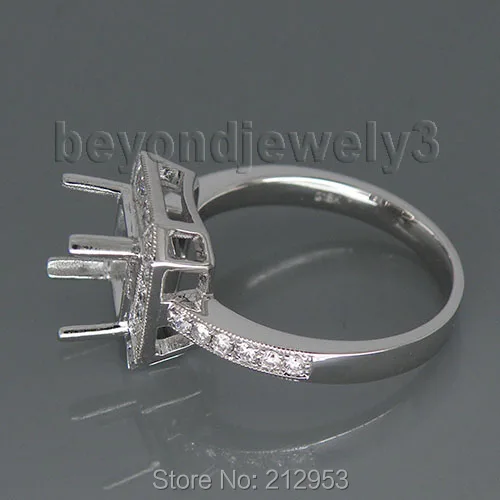 Винтажное обручальное кольцо принцессы, 7 мм, цельное кольцо 18kt из белого золота с полукреплением WU200