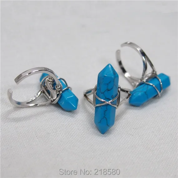 Sr-010 Исцеление Камень Howlite точка кольцо серебро Провода завернутый кольцо