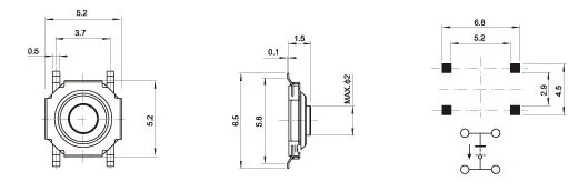 2000 шт/партия 4*4*1,7 мм SMD тактовый переключатель 4-контактный Пластиковый Кнопочный/Водонепроницаемая головка белая пластиковая головка