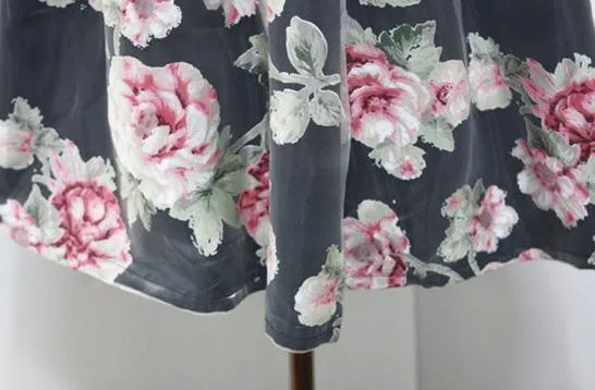 Новая ретро-юбка с принтом, тонкая плиссированная юбка с высокой талией, пышная юбка с цветком розы