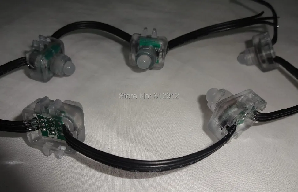 100 шт. DC12V вход WS2811 привело пиксель света, со всеми черный провод, ip68 Номинальная; эпоксидная смола заполнены