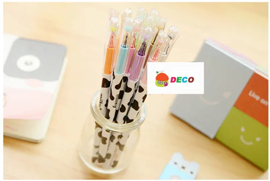 Милая коровья цветная узор 12 цвета гелевая ручка, канцелярская ручка для школы детей, Подарочные принадлежности(d-8976
