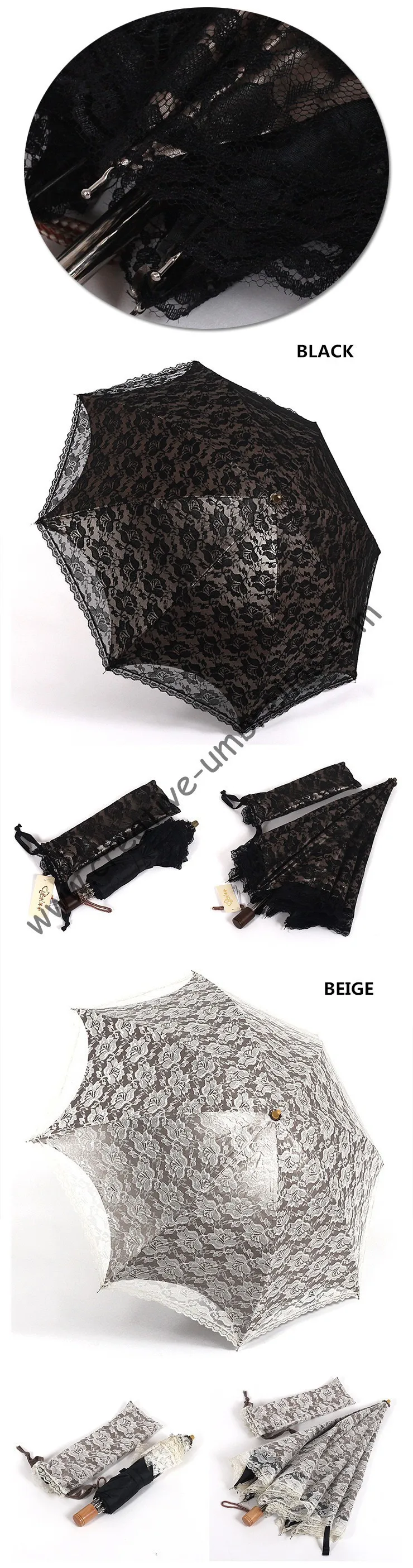 Черная кружевная ткань с двойной вышивкой, солнцезащитный крем, UPF> 50+, зонтик, 8 k ребра, два раза, весна, ветрозащитный, бесценный зонтик, акрил