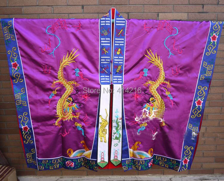 Унисекс пюрпледаосизм вышивка драконы robeTaoist cassock Защитная Униформа Lay master одежда костюм наивысшего качества