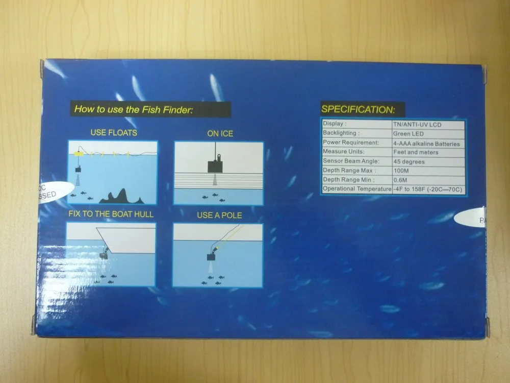 Портативный гидролокатор ЖК-дисплей рыболокатор с сигналом 100 м