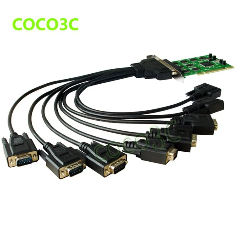 Moschip 16C1058  8-Port Serial PCI with fan out cable PCI-e to 8 RS232 DB9 Ports converter Industrial IO card 8