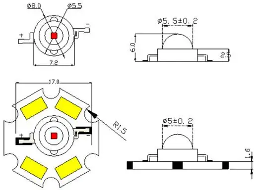 660-670nm 3 Вт Красный с печатной платой