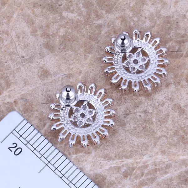 Браун Morganite белый серебряные Серьги-гвоздики для Для женщин N1288