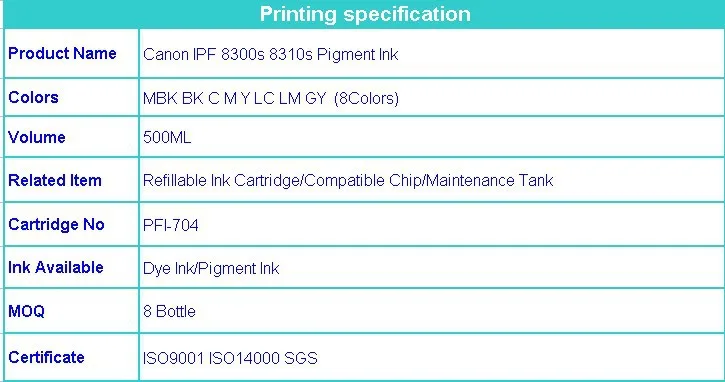 Winnerjet 500 мл пигментные чернила для канона IPF 8300 S 8310 S заправка чернил