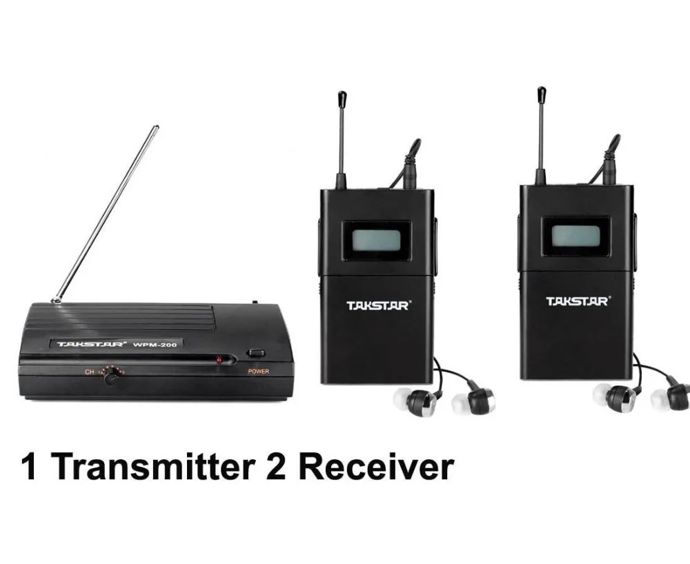 Takstar Wpm-200 UHF 863-865 MHz Беспроводная система монитора в ухо Sterem 1 передатчик 2 приемника сценическая Беспроводная система монитора