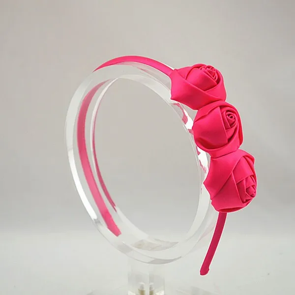 Порядок Trail Рождественский тройной Атласные Розы Hairband DIY Мини розетки Атласная покрыты оголовье аксессуары для волос 30 шт./лот