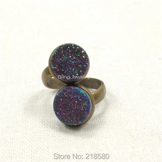 H-CR02 темно-синее титановое кольцо Druzy, античное бронзовое кольцо, 14 цветов