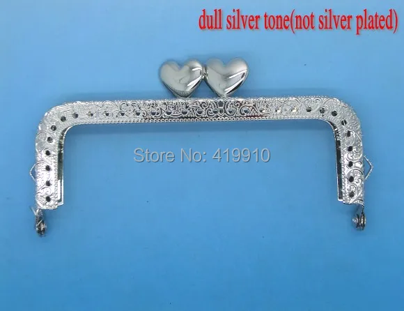 Shipping-2PCS, металлическая рамка, застежка для кошелька, сумка с замком, ручка ручной работы, серебряный тон, 11,5 см x 6 см(42/" x2 2/8") J2560