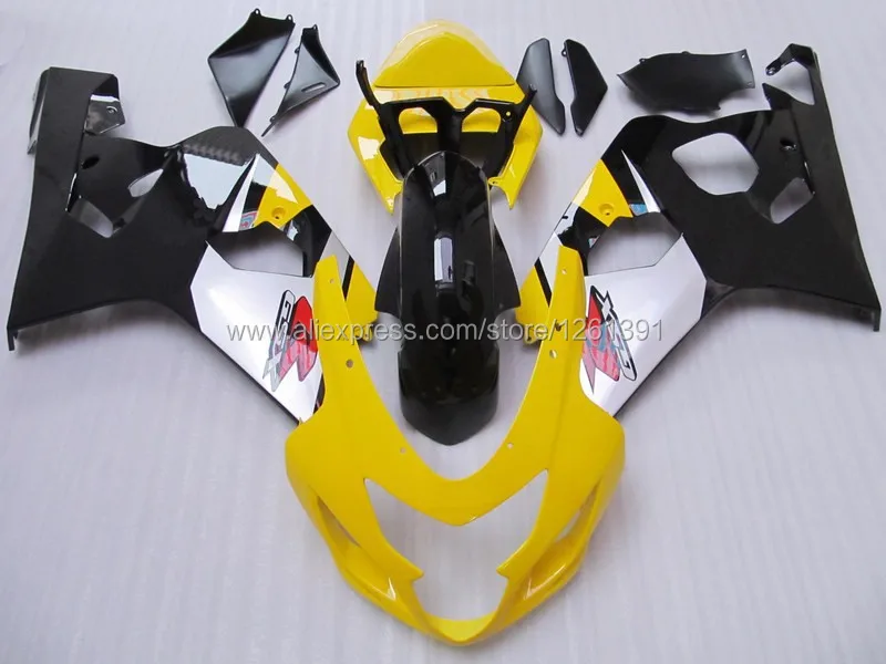 Инъекции Лидер продаж! Мотоцикл комплект обтекателей для SUZUKI GSXR600 750 GSXR600 GSXR 750 K4 04 05 2004 2005 желто-черные обтекатели комплект