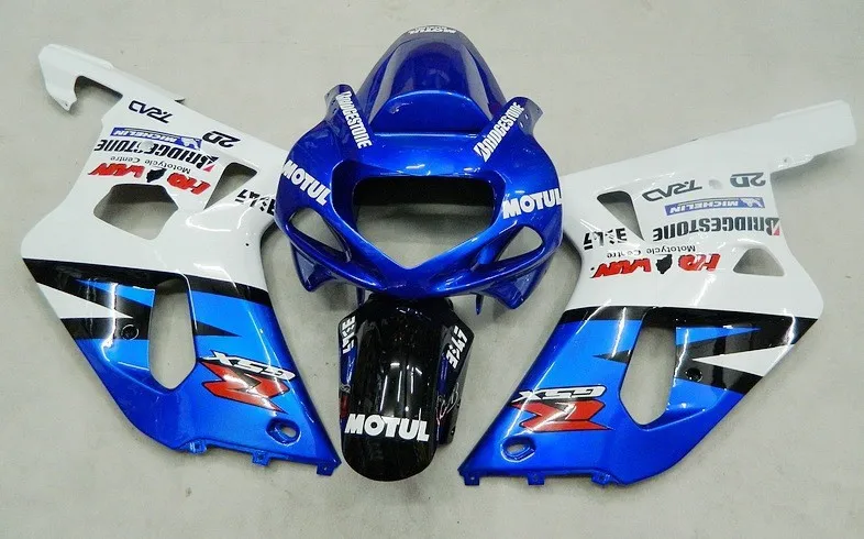 Инжекторный синий/белый для SUZUKI 2001 2003 GSXR600 GSXR750 K1 01 02 03 GSXR 600 750 GSXR600 750 01 02 03 обтекатели комплект