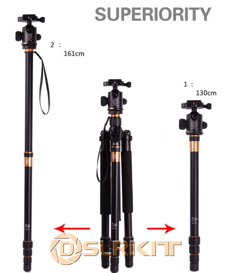 Профессиональный Портативный штатив из алюминиевого сплава монопод+ QZSD-02 шаровая Головка+ Карманный Набор Q999 Q-999