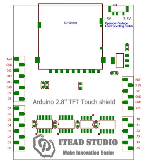 2," дюймовый 320*240 TFT резистивный сенсорный ЖК-модуль экран Защита панели дисплея ILI9325DS контроллер для Arduino UNO R3