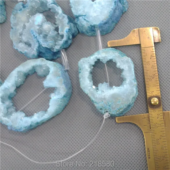 H-asb01 Полный Strand свободной форме синий создан Агаты Slice Druzy Geode Бусины