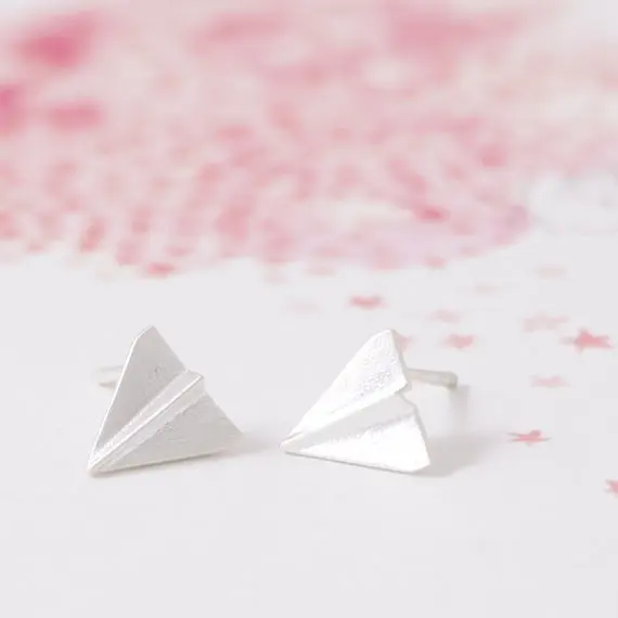 Мин 30 шт золото/розовое золото покрытый мини самолетик оригами форма крошечные серьги-гвоздики ED054