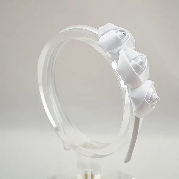 Порядок Trail Рождественский тройной Атласные Розы Hairband DIY Мини розетки Атласная покрыты оголовье аксессуары для волос 30 шт./лот
