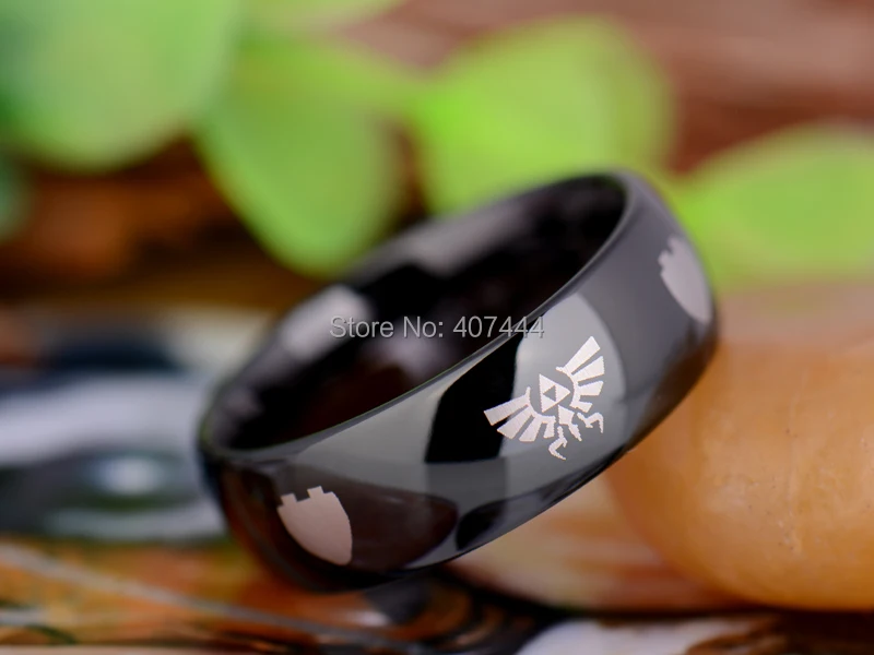 Бесплатная доставка YGK JEWELRY Лидер продаж 8 мм черный купол Легенда о Zelda Для мужчин новый кольцо Вольфрам обручальное кольцо из карбида