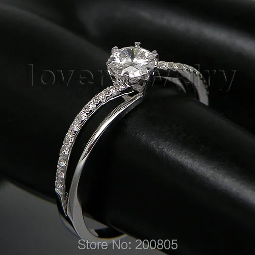 Винтажное свадебное кольцо, цельное 18kt Белое золото 0.37Ct бриллиантовое обручальное кольцо WU140