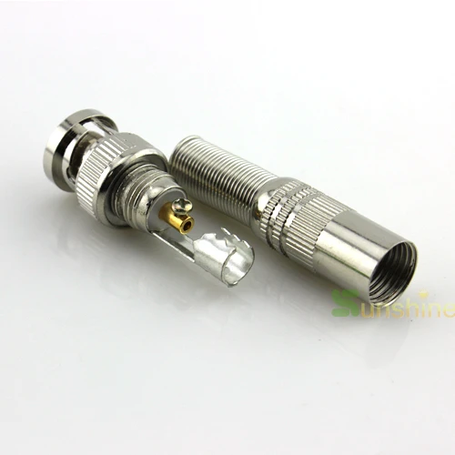 Hamrotte 50 шт./лот BNC штекер для RG59 коаксиальный кабель переходник для системы видеонаблюдения