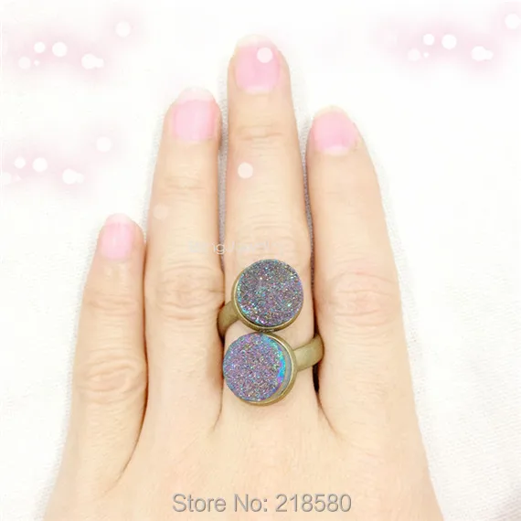 H-CR02 темно-синее титановое кольцо Druzy, античное бронзовое кольцо, 14 цветов