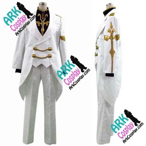 Code Geass Косплэй Suzaku Kururugi Косплэй белого и голубого цвета, мужские Code Geass Косплэй костюм