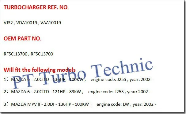 Турбо-зарядка RHF4V VJ32 для MAZDA6