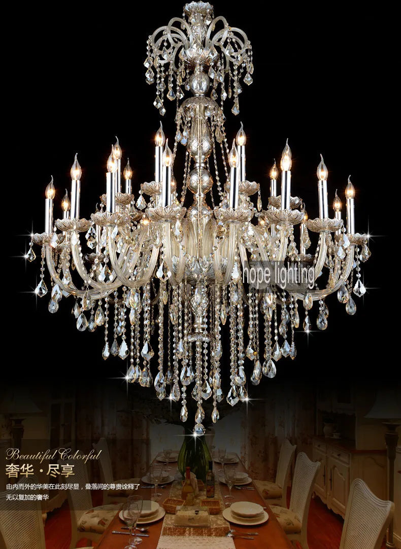 Lustres de Cristal Iluminação de Cristal Candelabro de Cristal de Luz Lustre de Cristal Luxuoso Estilo Europeu Iluminação Grandes Contemporânea Grande Hotel Cristal Centrais Candelabros Champagne Antigo cristal iluminação de cristal contemporânea big hotel