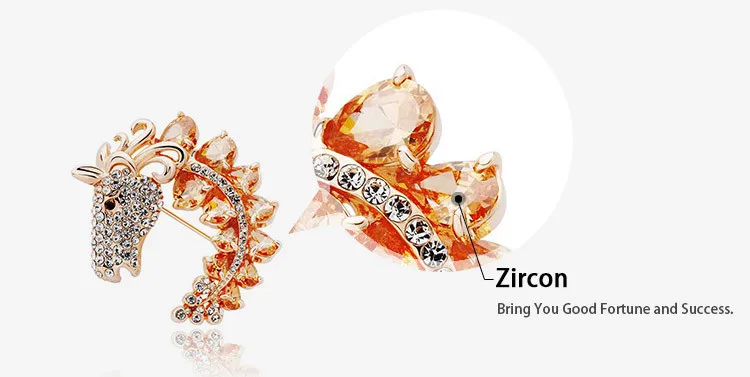 Neoglory Zircon Rhinestone Animal Design Big Brooches For Women Fashion Jewelry Wedding Birthday Gift New 2017 New Hot Horse
