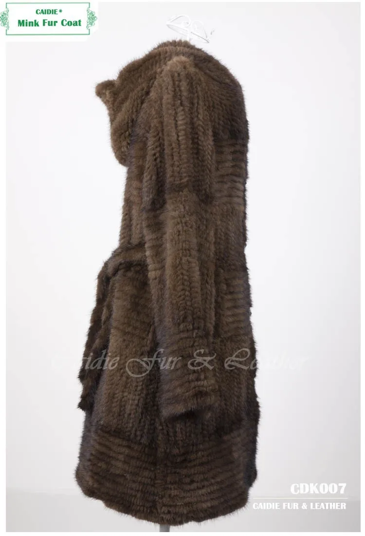 HSPL норковая шуба для женщин 2016 Мода натуральный длинный вязаный натуральный норковый мех куртки для зимы sobretudo feminino longo