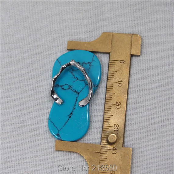 H-dp35 пляж ювелирные изделия услышав камень Howlite шлепанцы Кулон Тапочки Шарм Серебряный 40 мм x 20 мм