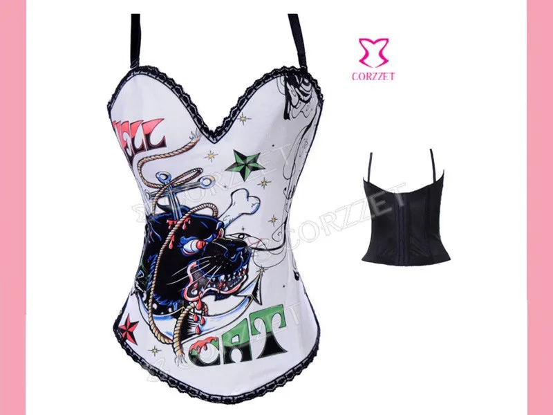 Горячее Тело Shaper Лев с животным принтом Для женщин Pin Up корсет бюстгальтер на бретельках Топы Бурлеск серый костей сексуальный корсет Corseletes S-2XL