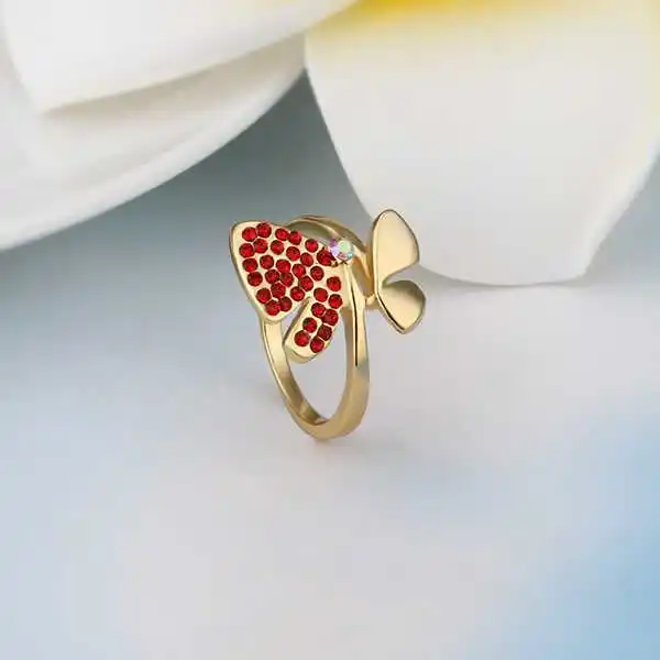 AliExpress женские ювелирные изделия золотой цвет свадебные кольца Красный v anillos к. США Медведь Шарм SMTPR335