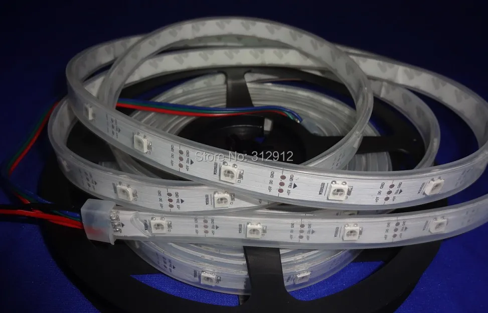 5 м DC5V WS2812B привело пикселей Srip, IP68 в силиконовой трубки, 30 шт. WS2812B/M с 30 пикселей; 36 Вт белый PCB