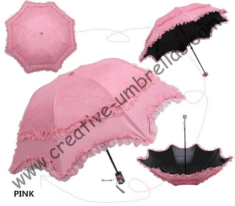 Принцесса зонты, 100% солнцезащитный крем, UPF> 50 +, ladies'parasol, 8 К ребра, черный серебряное покрытие, карман зонтик, УФ-защита, арочные завязки