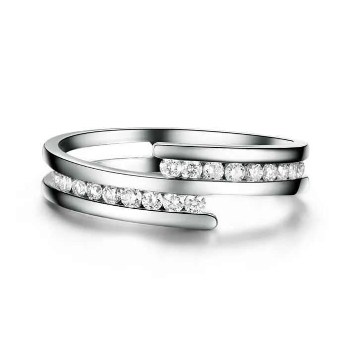 ZOCAI Новое поступление натуральный бриллиант 0,25 ct всего 18 K из белого золота с бриллиантами свадебные женские кольца ювелирные украшения Q00954A